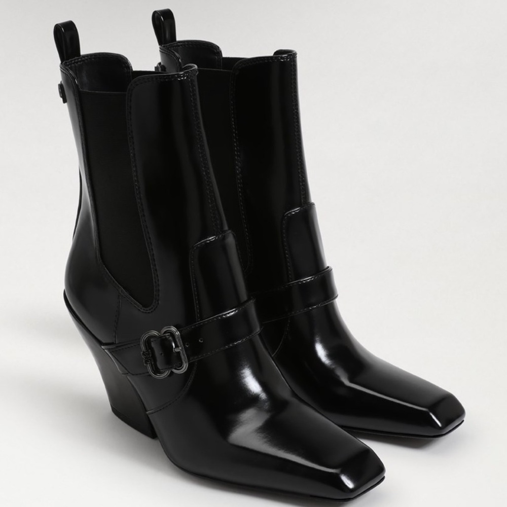 🌸SAM EDELMAN🌸 Suzatte Buckled Western Bootie Black Size: 9M